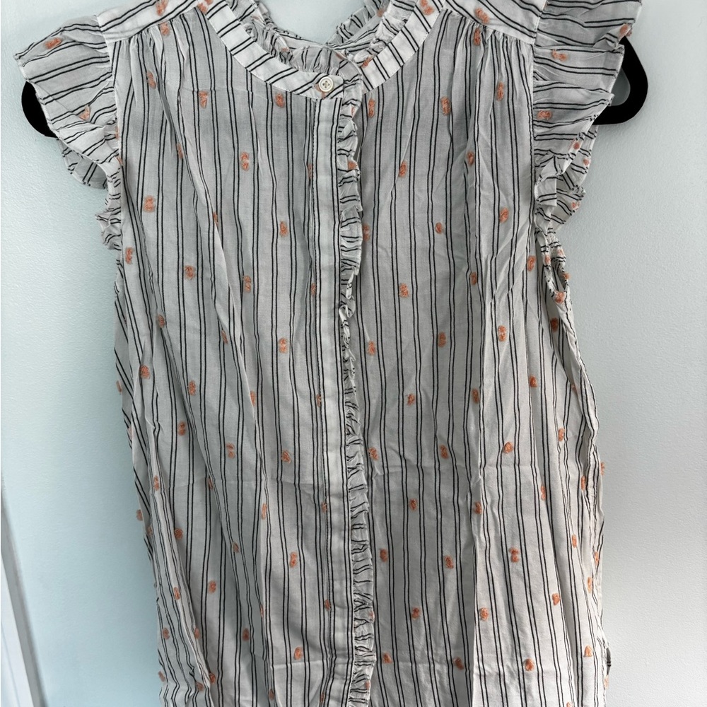 LOFT Ruffle Sleeve Striped Blouse - Size XS - Picture 5 of 7